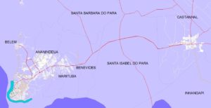 Este mapa digital cobre o arruamento da área urbana de Belém, Ananindeua e Castanhal e Marituba.